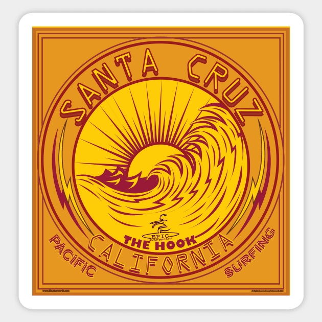 Santa Cruz California Surfing Sticker by Larry Butterworth